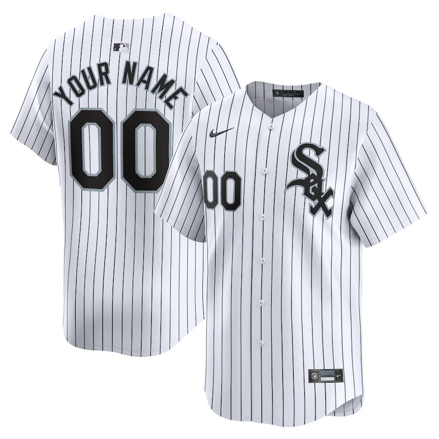 Men Chicago White Sox Nike White Home Limited Custom MLB Jersey->->